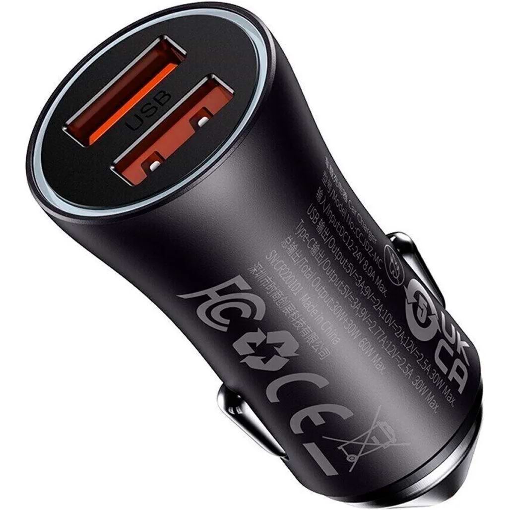 Автомобильное зарядное устройство Baseus FC U+U 60W Grey (CGJM000013)