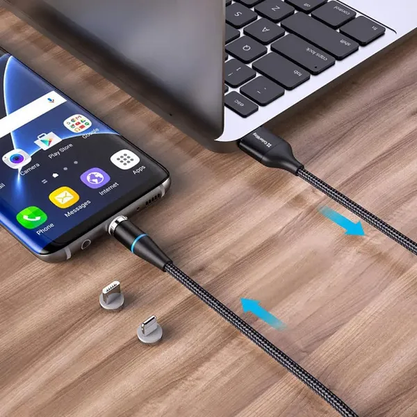 Фото - Кабель синхронизации данных Colorway USB - 3в1 (Lightning+MicroUSB+Type-C) Magnetic Data/Quick Charge 2.4А 1 м Black (CW-CBUU038-BK)