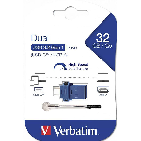 Фото - Флеш USB Verbatim DUAL DRIVE 3.2 Gen 1 / USB C 32GB Blue (49966)