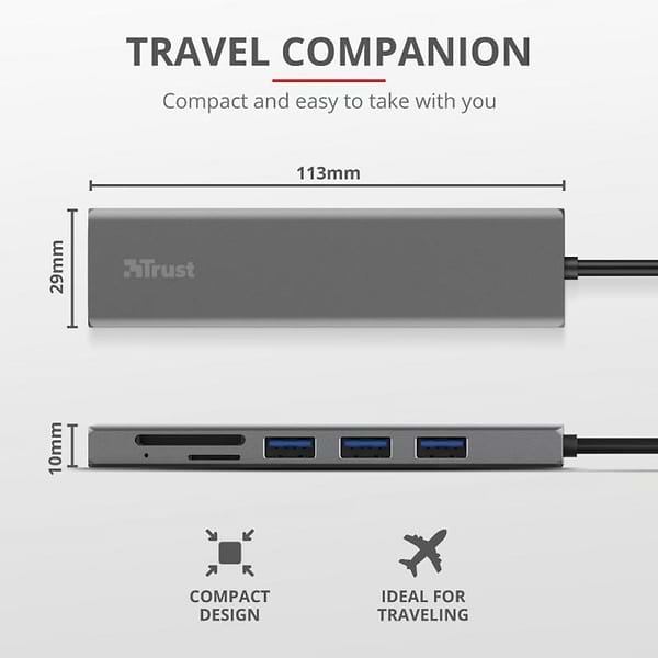 Фото - Хаб USB Trust Halyx Fast 3xUSB+Card Reader USB-C Aluminium (24191)