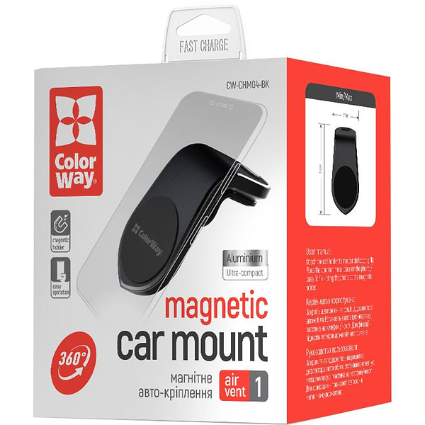 Фото - Уценка - Автодержатель Colorway Magnetic Metallic Air Vent-1 Black (CW-CHM04-BK)