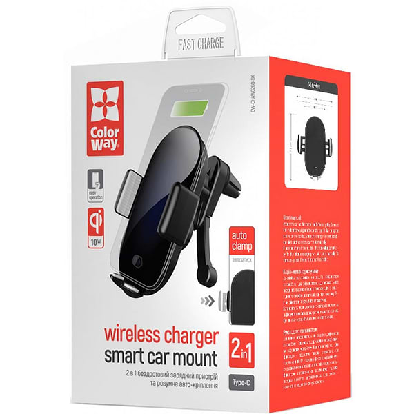 Фото - Автотримач з бездротовою зарядкою Colorway AutoSense Car Wireless Charger 10W Black (CW-CHAW026Q-BK)