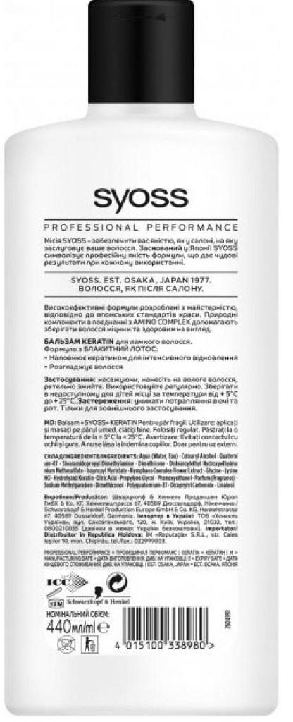 Фото - Бальзам для волосся SYOSS Keratin Hair Perfection 440 мл (9000101278217)