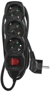 Удлинитель 220В EMOS PC1321R, 3 розетки, 1,5м. - Фото 1