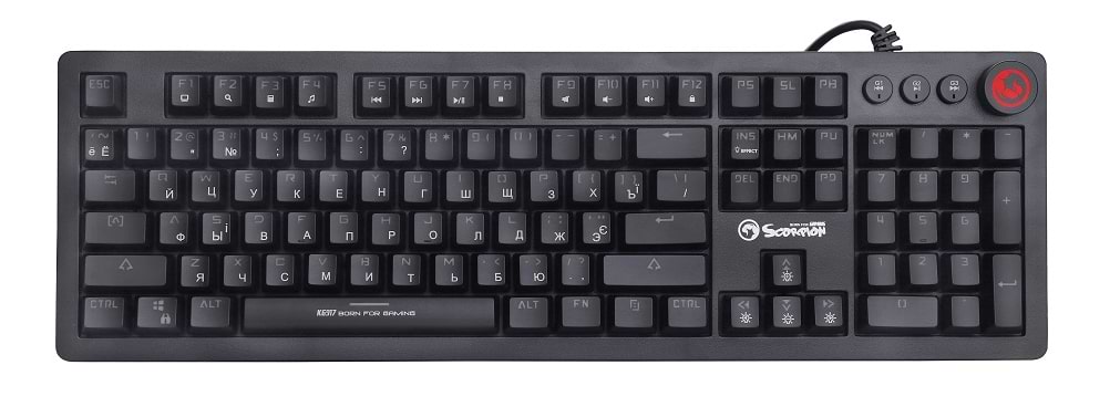 Клавіатура дротова ігрова Marvo KG917 Multi-LED Mechanical Blue Switch - Фото 1