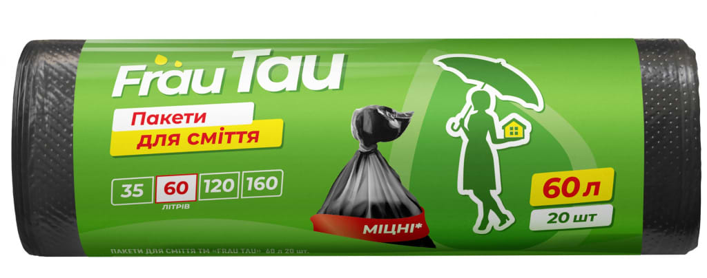 Пакет для сміття Frau Tau Black 60 л 20 шт. (4820195508213) - Фото 1