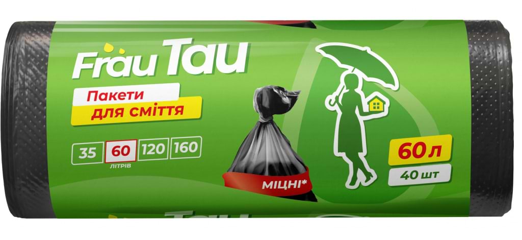 Пакет мусорный Frau Tau Black 60 л 40 шт. (4820195508183) - Фото 1