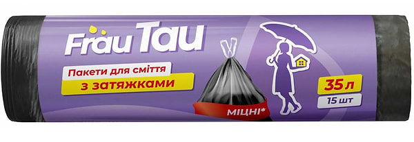 Фото - Пакет мусорный Frau Tau с затяжками Черные 35 л 15 шт. (4820195507902)