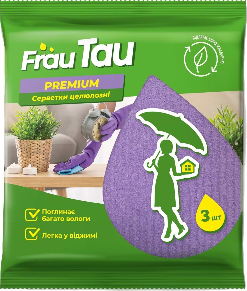 Серветка побутова Frau Tau Преміум 3 шт. (4820195508114) - Фото 1