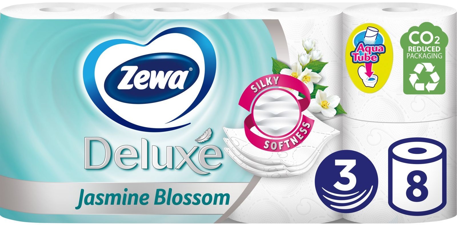 Туалетний папір Zewa Deluxe жасмін (білий) 8 рулонів (7322541171753)