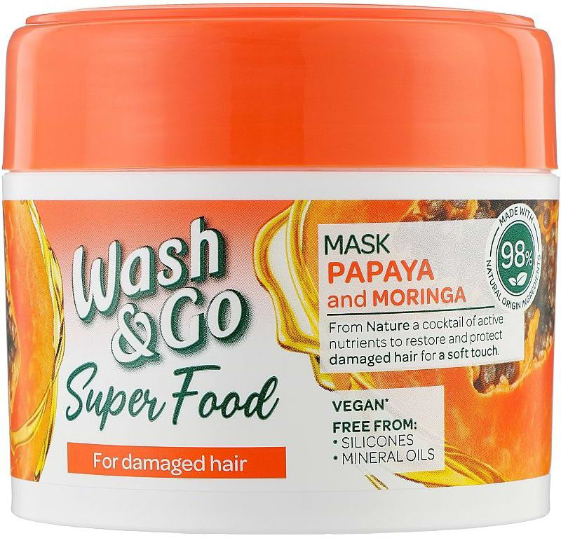 Маска для волос Wash&Go SUPER FOOD из папайя и моринга 300 мл (8008970053110)