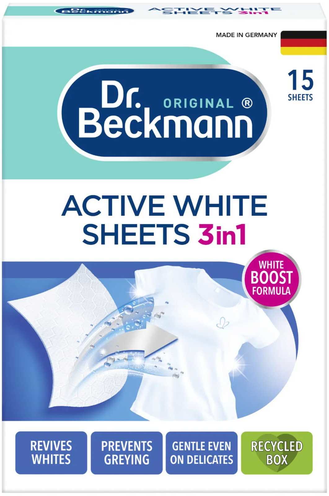 Засіб для делікатного прання Dr.BECKMANN для обновления белого цвета ткани 15 шт (4008455551913) - Фото 1