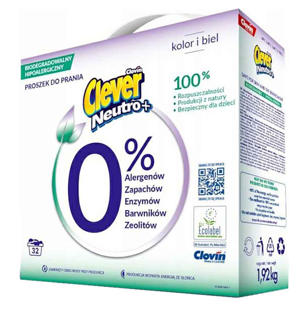 Фото - Пральний порошок Clever NEUTRO + COLOR & WHITE к/к 1,92 кг (5900308779835) Фото - Пральний порошок Clever NEUTRO + COLOR & WHITE к/к 1,92 кг (5900308779835)
