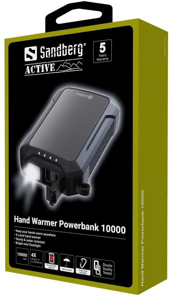Фото - Батарея мобільна Sandberg Hand Warmer 10000 mAh 2A, USB, ліхтар 1W (420-65)