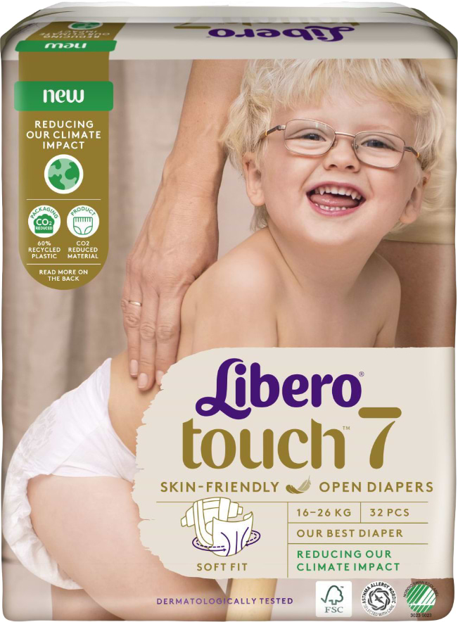 Одноразові підгузки Libero Touch 16-26 кг Розмір 7, 32 шт. (7322541750057)