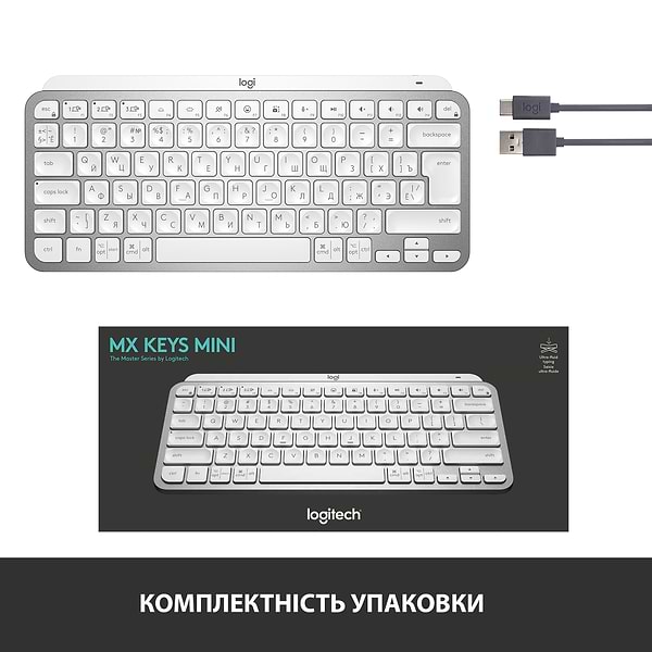 Фото - Клавіатура бездротова Logitech MX Keys Mini Pale Grey (920-010499)
