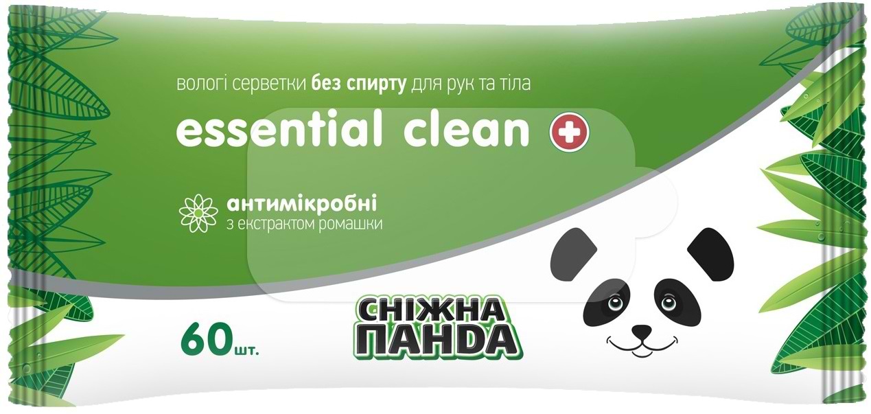 Салфетки гигиенические влажные Сніжна панда Essential Clean Ромашка 60 шт. (4820183970558) - Фото 1