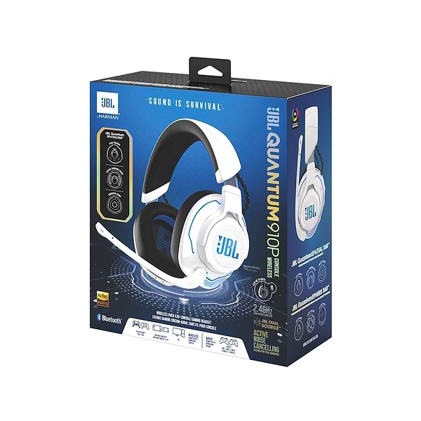 Фото - Гарнітура бездротова ігрова JBL Quantum 910P Console Wireless White/Blue (JBLQ910PWLWHTBLU)