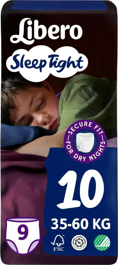 Одноразові підгузки-трусики Libero Sleep Tight 10 (35-60 кг) 9 шт. (7322541180816)