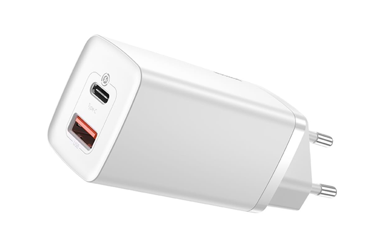 Сетевое зарядное устройство Baseus GaN2 Lite Quick Charger C+U 65W EU White (CCGAN2L-B02)