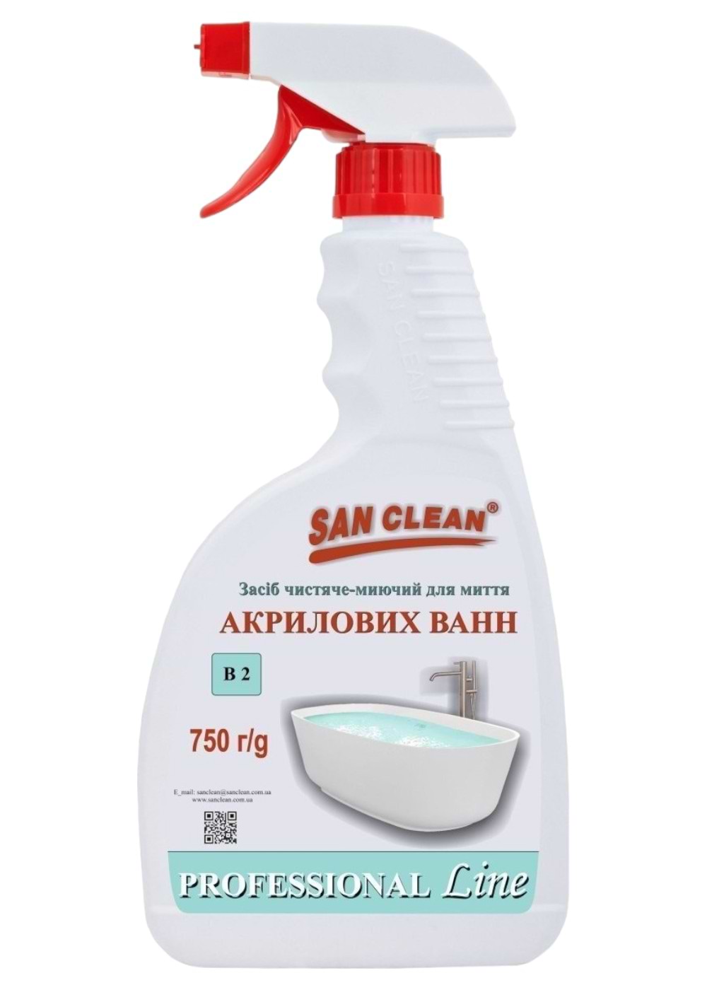 Засіб для миття у ванній кімнаті San Clean PROFESSIONAL LINE 750 мл (4820003544235) - Фото 1