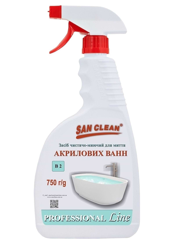 Фото - Засіб для миття у ванній кімнаті San Clean PROFESSIONAL LINE 750 мл (4820003544235)