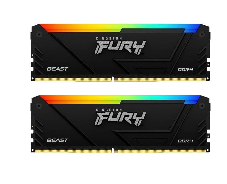 Пам'ять DDR Kingston DDR4 16GBx2/3200 FURY Beast RGB (KF432C16BB12AK2/32)