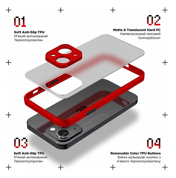 Фото - Чохол для смартфону Armorstandart Frosted Matte for Xiaomi Redmi Note 13 Pro+ 5G Red (ARM71841)