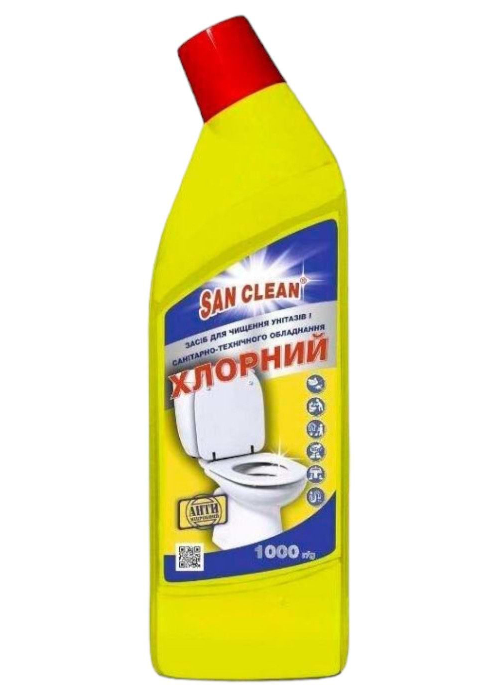 Засіб для чищення унітазу San Clean ХЛОРНИЙ 1000 мл (4820003545867) - Фото 1