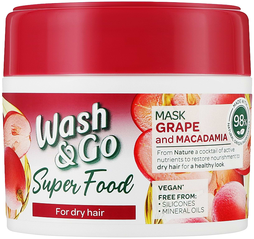 Маска для волосся Wash&Go SUPER FOOD з виноградом та макадамією 300 мл (8008970053073)