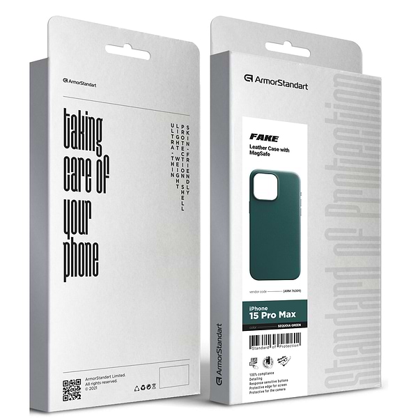 Фото - Чехол для смартфона Armorstandart FAKE Leather Case for Apple iPhone 15 Pro Max Sequoia Green (ARM76309)
