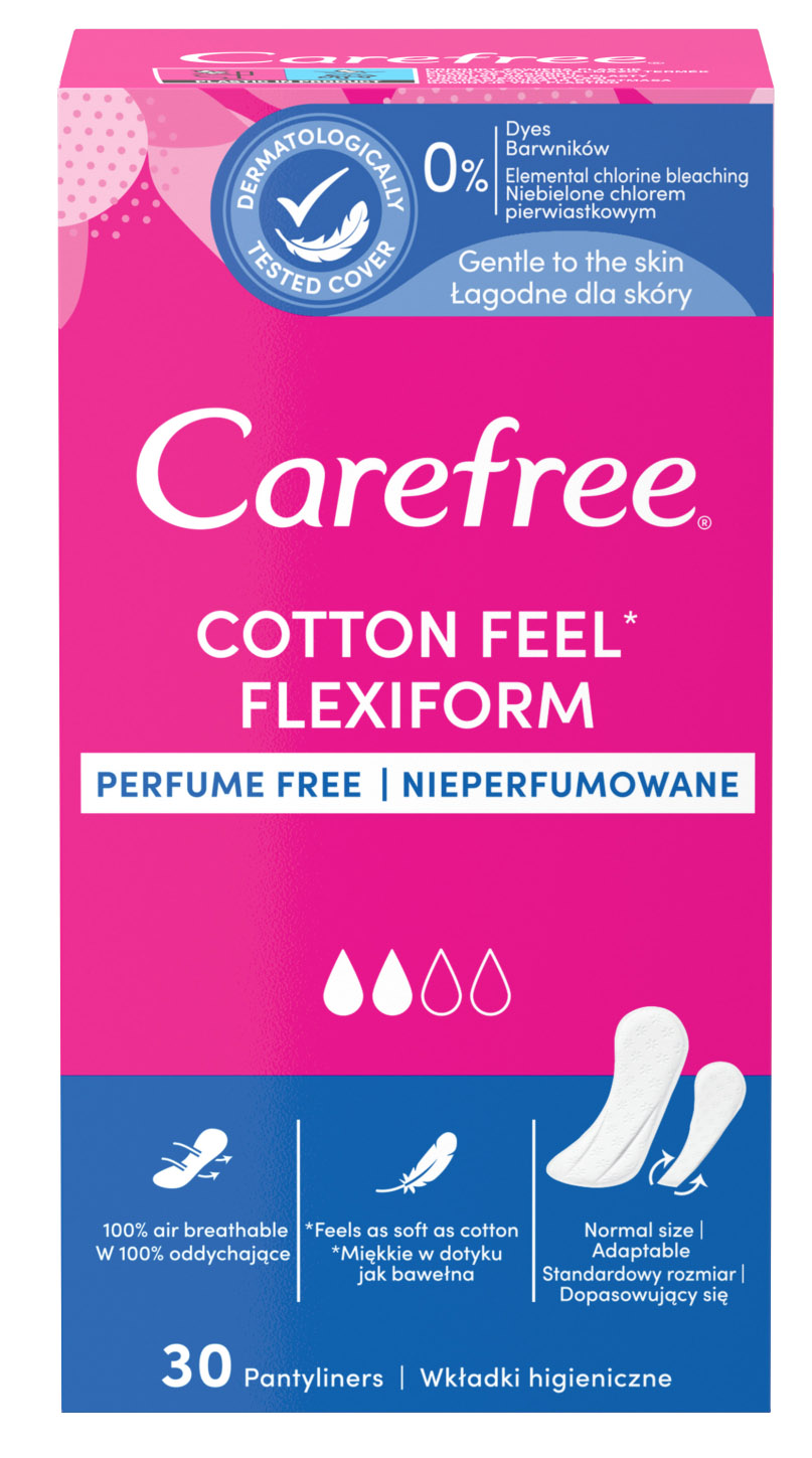 Прокладки гігієнічні Carefree FlexiForm з Екстрактом Бавовни 30 шт. (3574661257044)