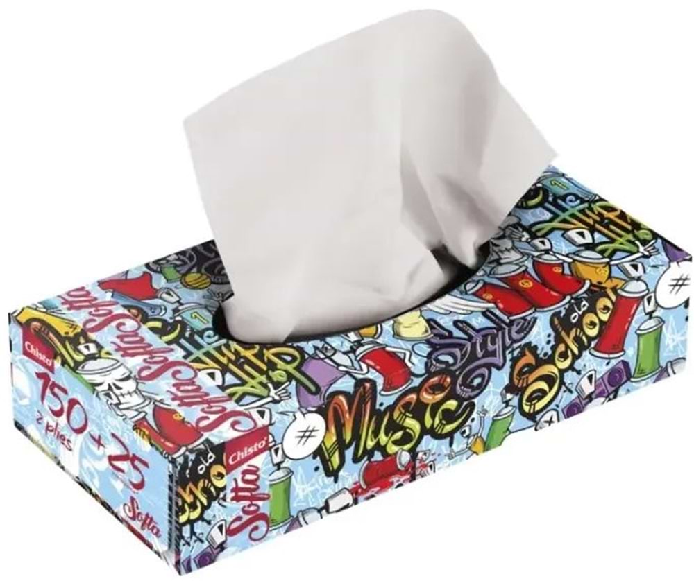 Салфетки бумажные Chisto Softa косметические 2 слоя 150+25 шт. Graffiti Among Us (4823098412434)