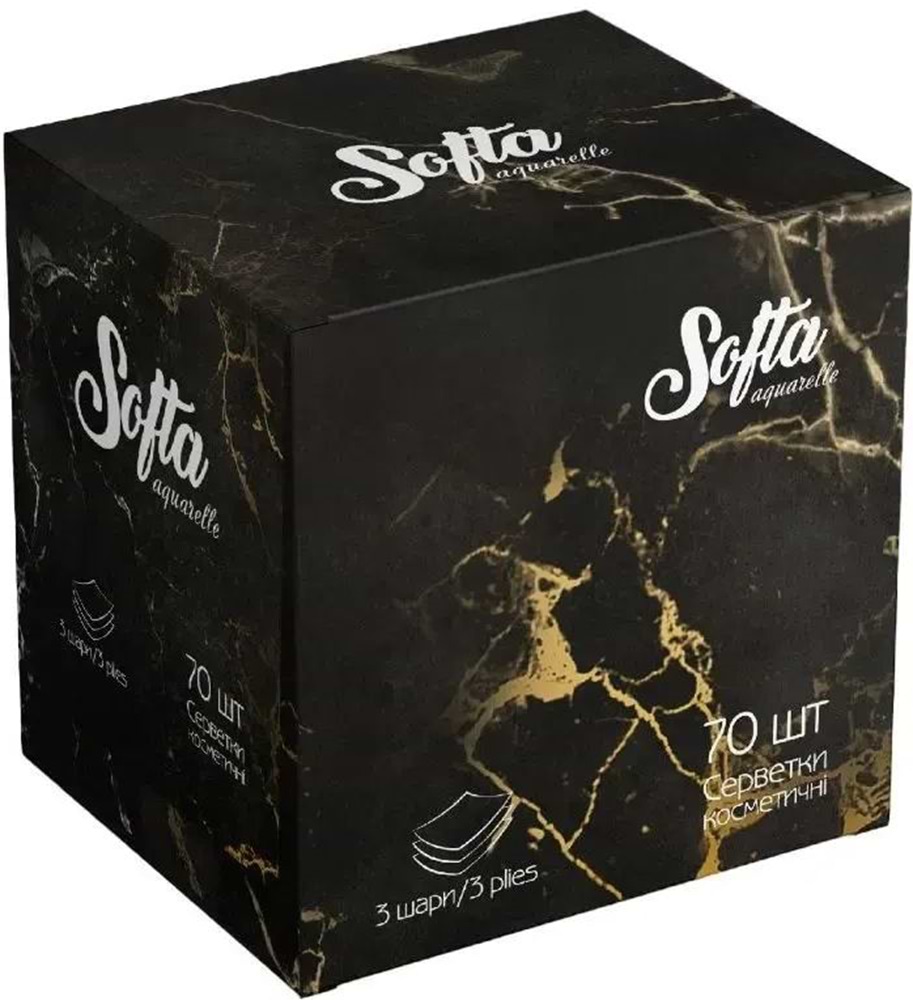 Салфетки бумажные Chisto Softa косметические 3 слоя 70 шт. Black (4823098414391)
