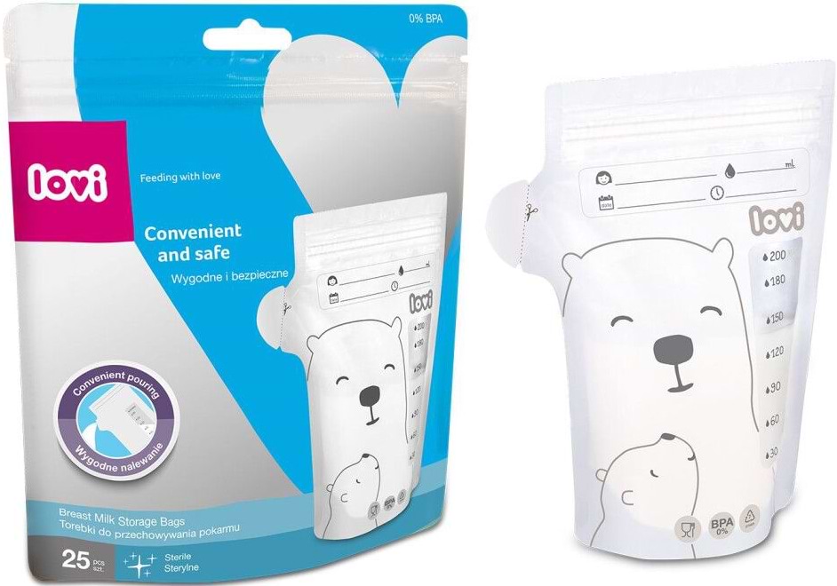 Пакет для хранения грудного молока Lovi 25 шт. Buddy bear (12/208)