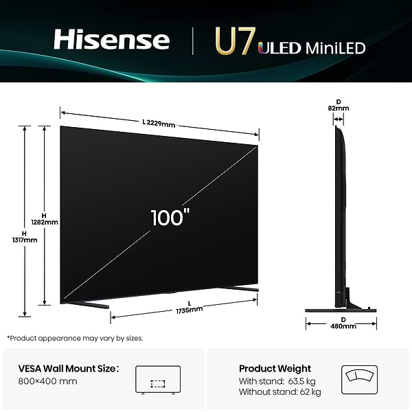 Фото - Телевізор Hisense 100U7Q