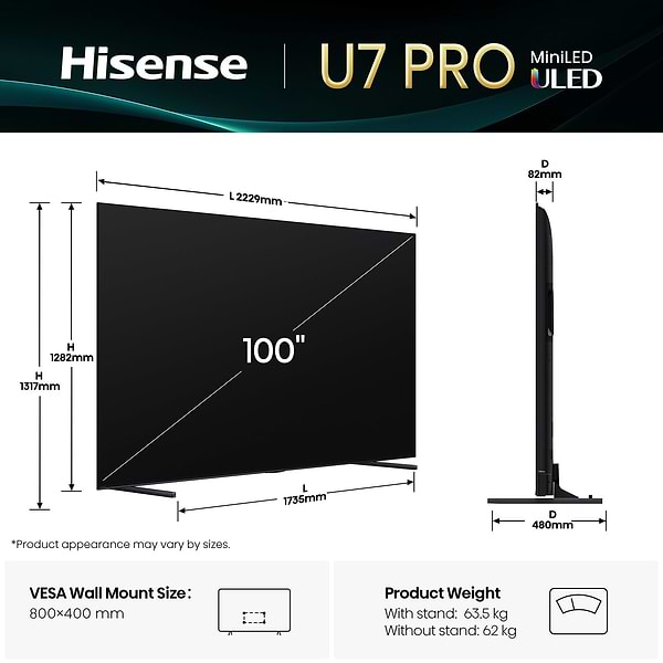 Фото - Телевізор Hisense 100U7Q PRO