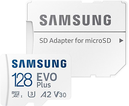 Фото - Карта памяти Samsung 128 GB microSDXC Class 10 UHS-I U3 V30 A2 EVO Plus + SD Adapter (MB-MC128SA/EU)