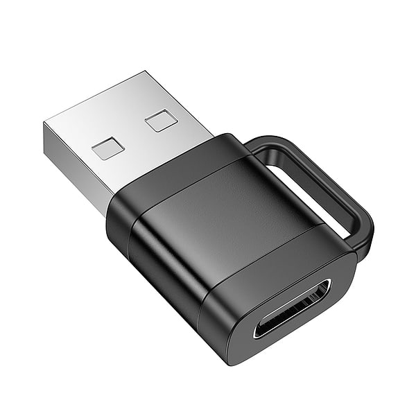 Фото - Переходник HOCO UA31D USB male to Type-C female USB2.0 adapter Black (6942007628143)