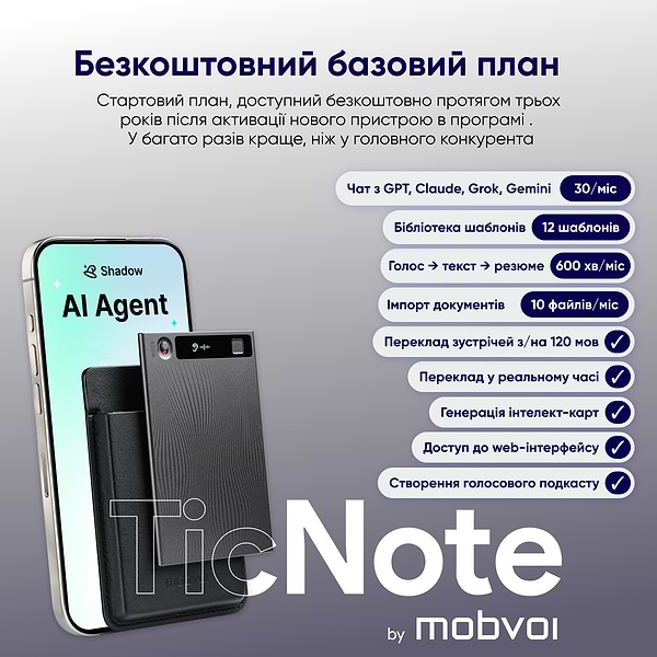 Фото - Диктофон MOBVOI TicNote c АІ (NE-79)