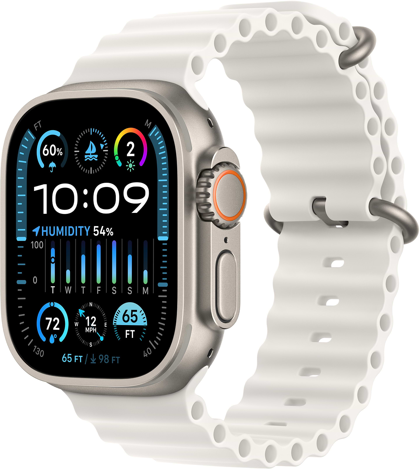 Смарт-часы Apple Watch Ultra 2 49 mm Natural Titanium Case with Ocean Band White (Восстановленный, Хорошее состояние)