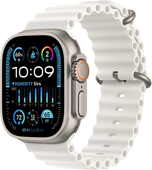 Фото - Смарт-годинник Apple Watch Ultra 2 GPS 49mm Titanium Case with White Ocean Band Фото - Смарт-годинник Apple Watch Ultra 2 GPS 49mm Titanium Case with White Ocean Band