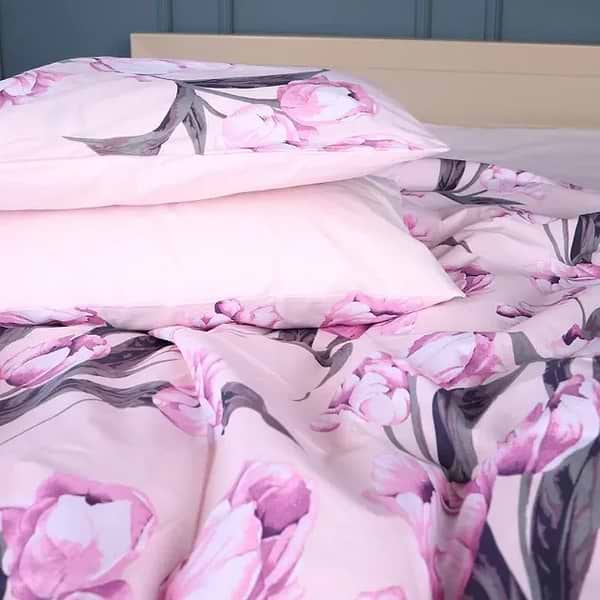 Фото - Комплект постільної білизни MirSon Бязь 17-0744 Pink Tulips 175х210 см (2200010845303)