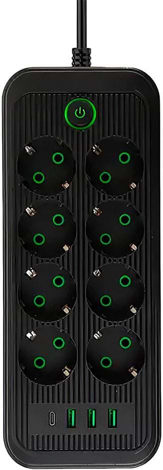 Мережевий фільтр UFT HP-5-30 2500Вт 8 р 4 USB 4.8 м Black (LGHP-5-30)