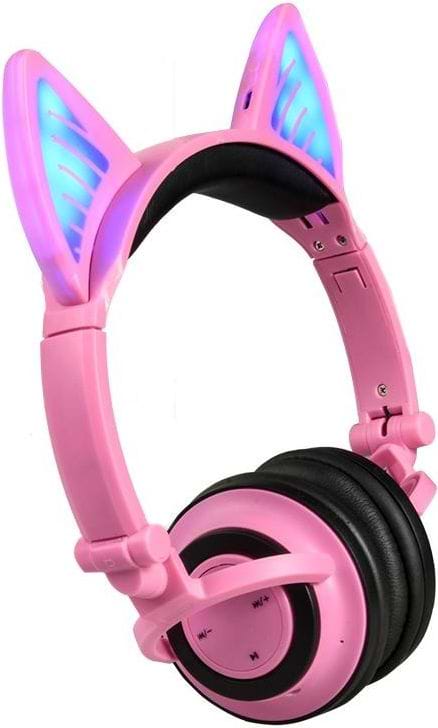 Навушники накладні бездротові UFT BL107 Pink з котячими вушками