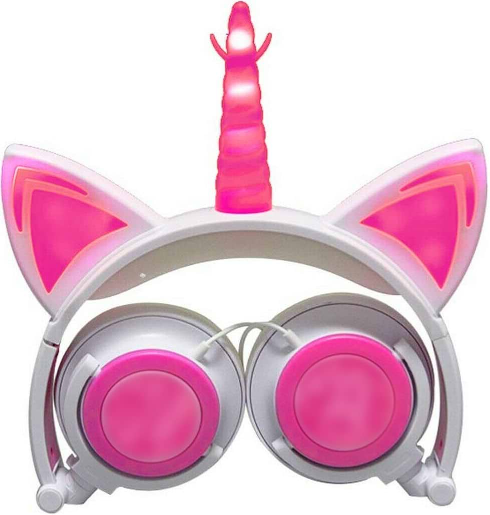 Наушники накладные проводные UFT UL105 с светлыми ушками и рогом