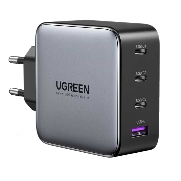 Фото - Мережевий зарядний пристрій UGREEN CD226 3xUSB 100W (3xType-C+USB QC4+) Tech Fast GAN Charger (40747)