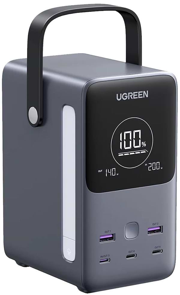 Фото - Батарея мобільна UGREEN 48000mAh 300W PD 3.1 3xUSB C+2xUSB A, зарядка 140w, Led лампа (25286)
