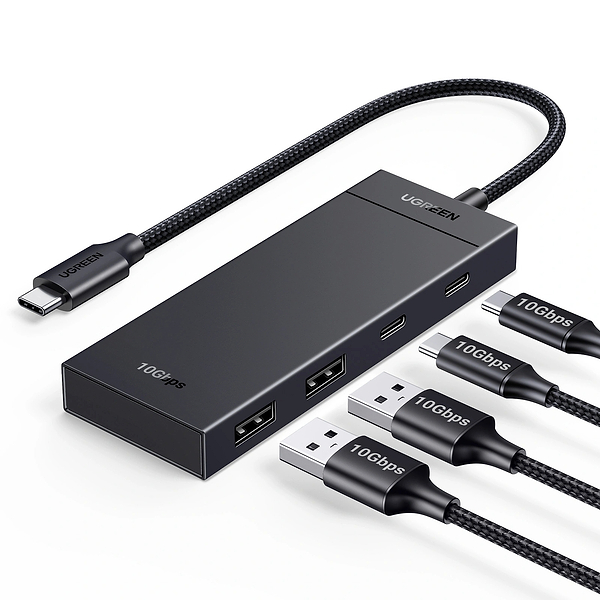 Фото - Хаб USB UGREEN CM806 USB-C to 2xUSB-A + 2xUSB-C 3.2 Gen2 10Gbps Black (35583)