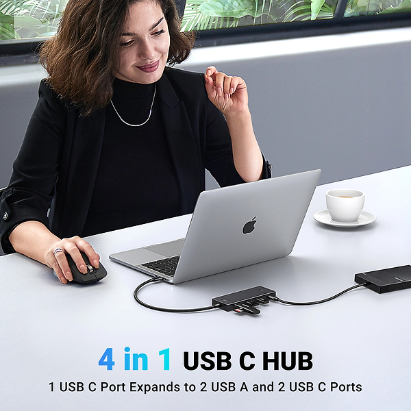 Фото - Хаб USB UGREEN CM806 USB-C to 2xUSB-A + 2xUSB-C 3.2 Gen2 10Gbps Black (35583)